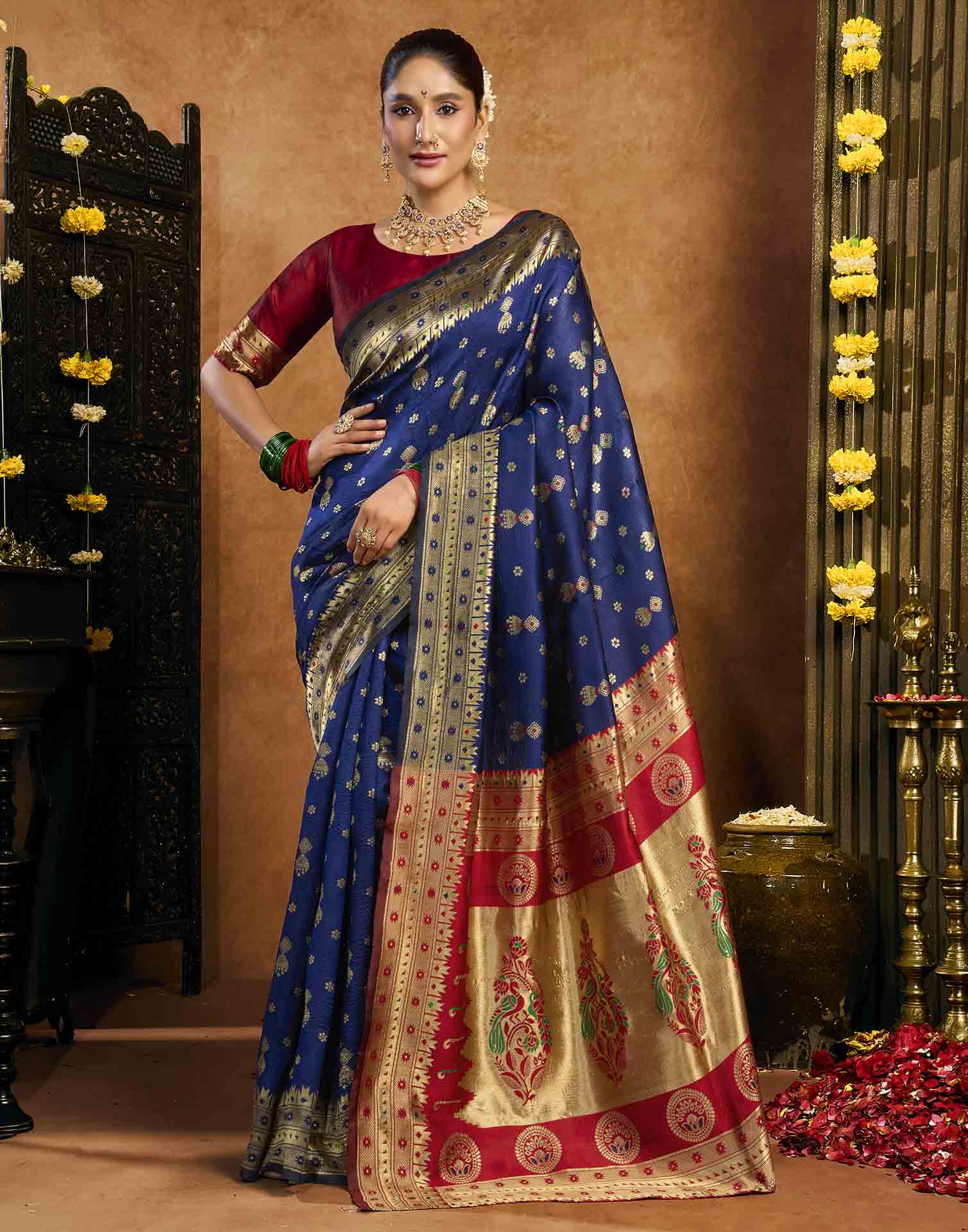 Royal Blue Silk Woven Paithani Saree