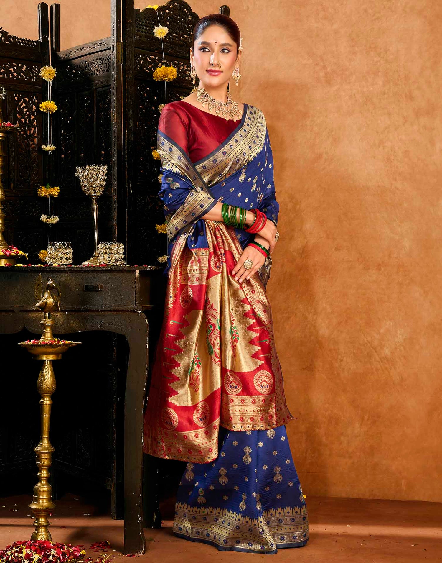 Royal Blue Silk Woven Paithani Saree