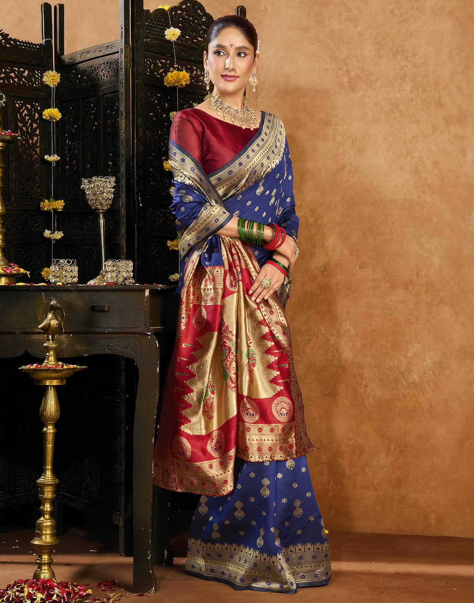 Royal Blue Silk Woven Paithani Saree