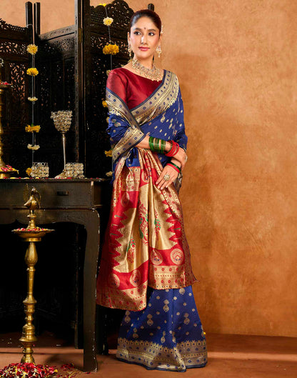 Royal Blue Silk Woven Paithani Saree