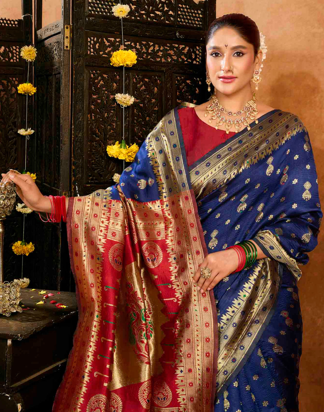 Royal Blue Silk Woven Paithani Saree