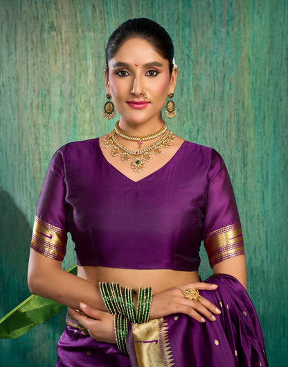 Purple Silk Woven Paithani Saree