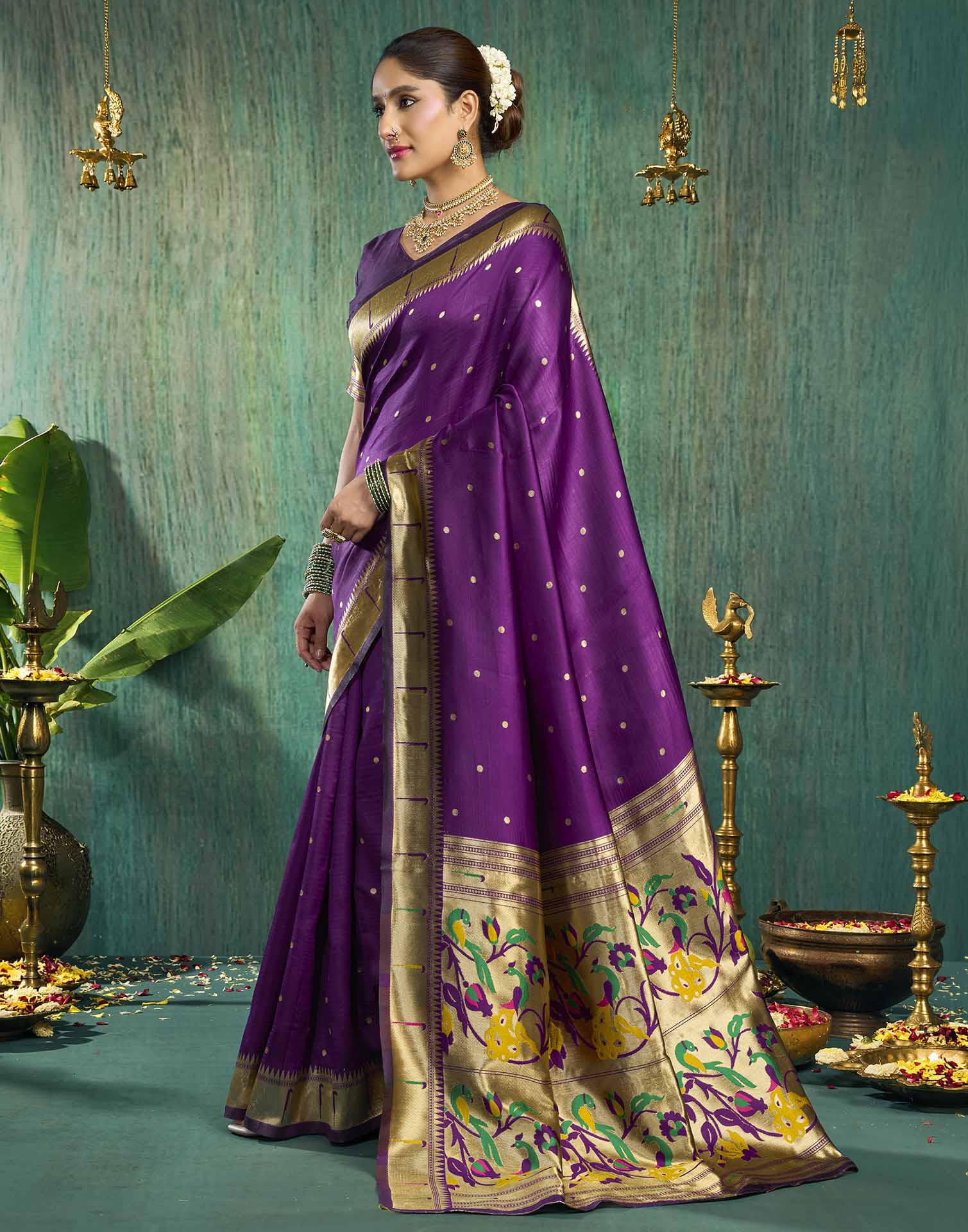 Purple Silk Woven Paithani Saree