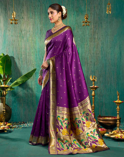 Purple Silk Woven Paithani Saree
