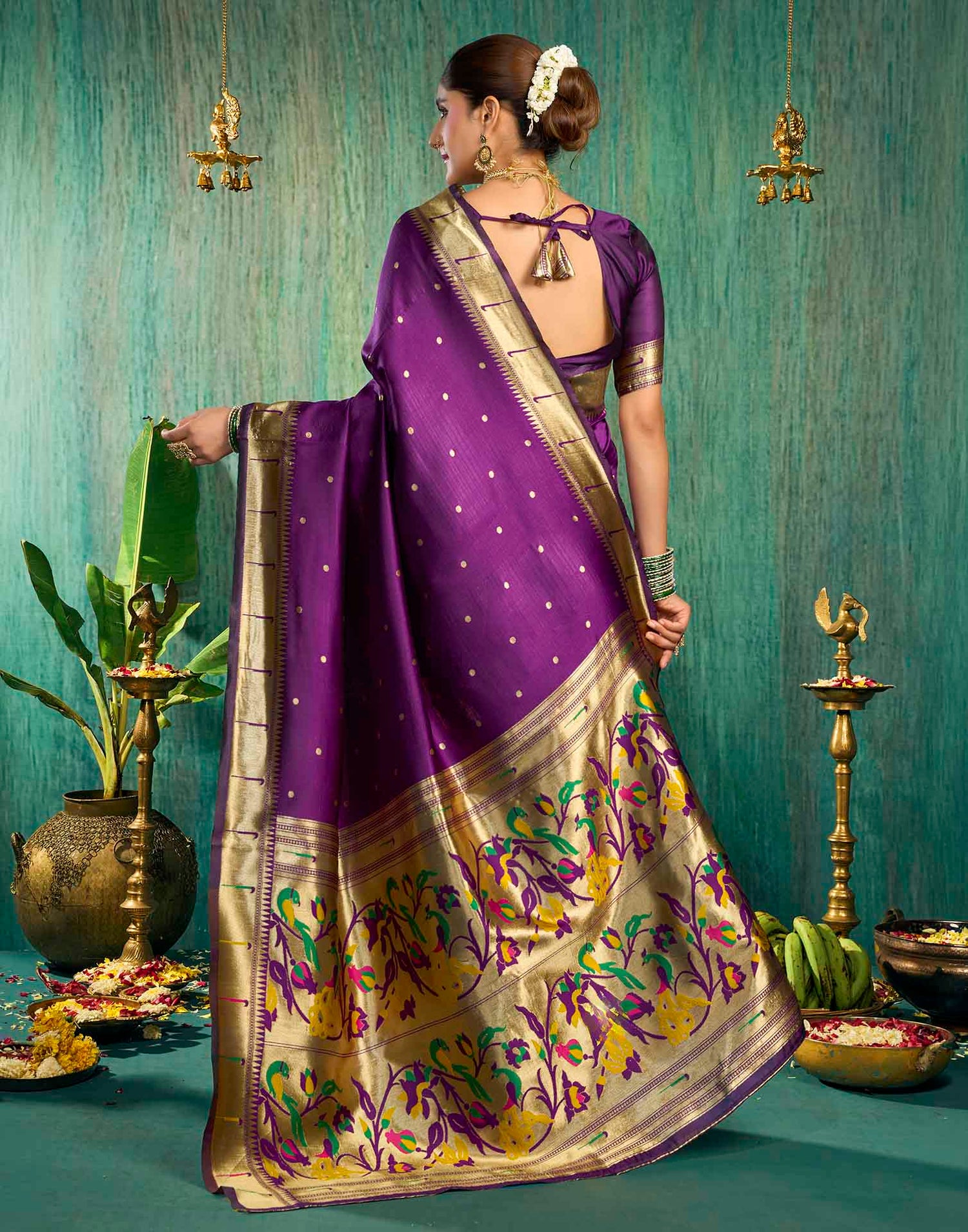 Purple Silk Woven Paithani Saree