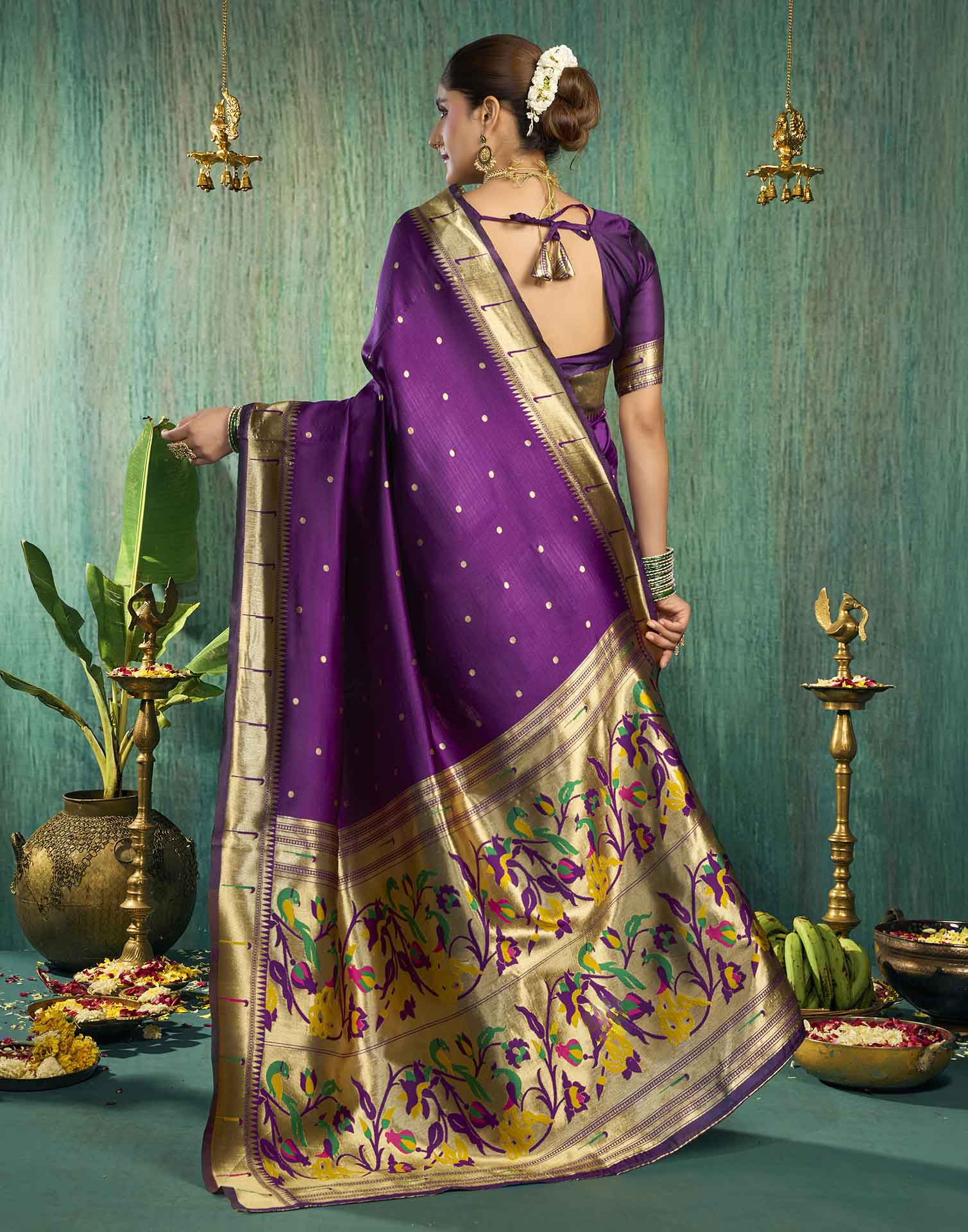 Purple Silk Woven Paithani Saree