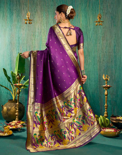 Purple Silk Woven Paithani Saree