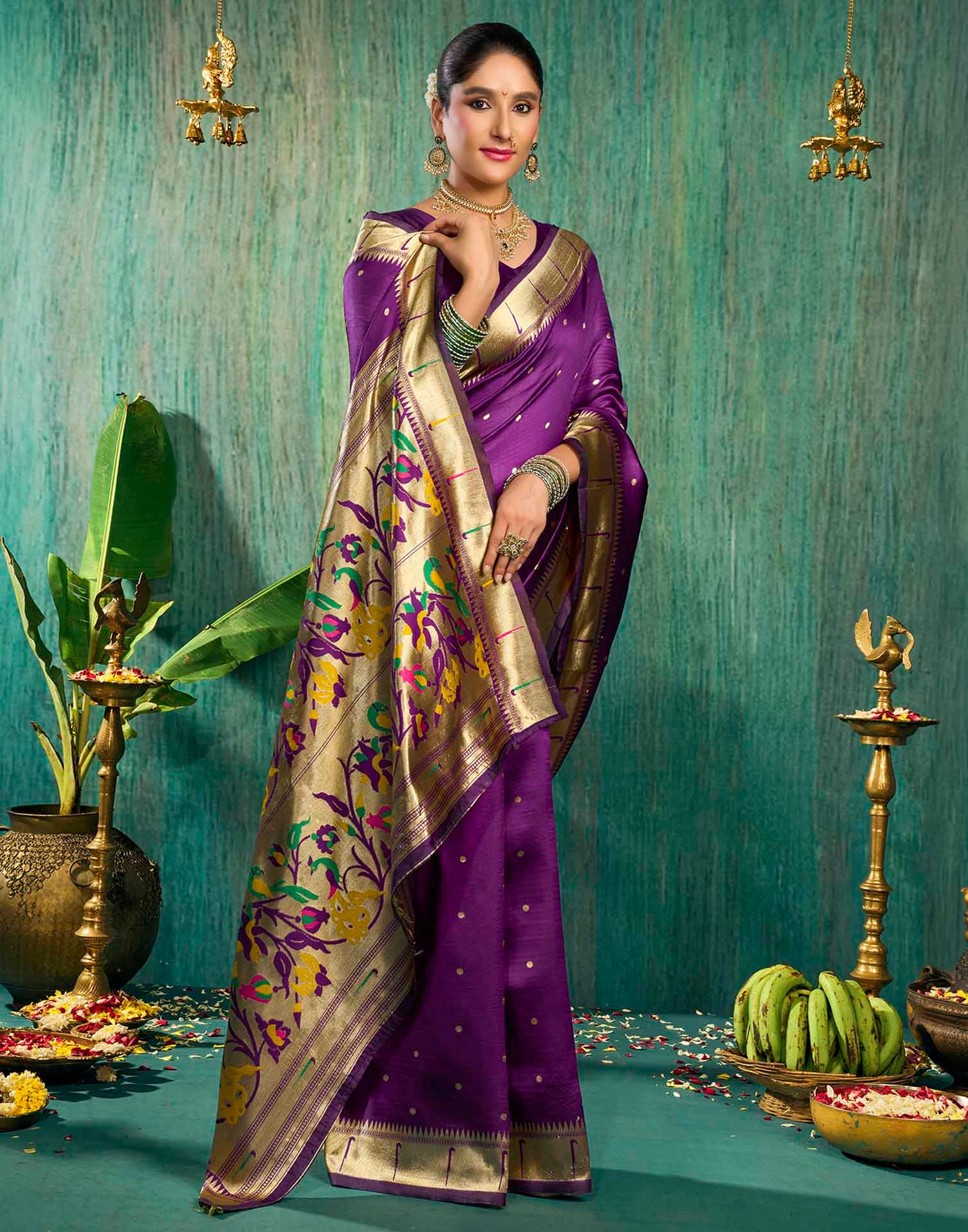 Purple Silk Woven Paithani Saree