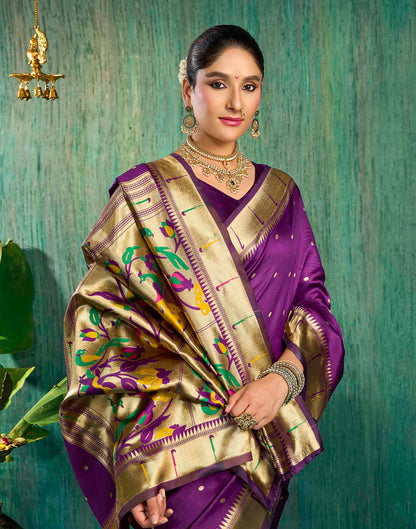 Purple Silk Woven Paithani Saree