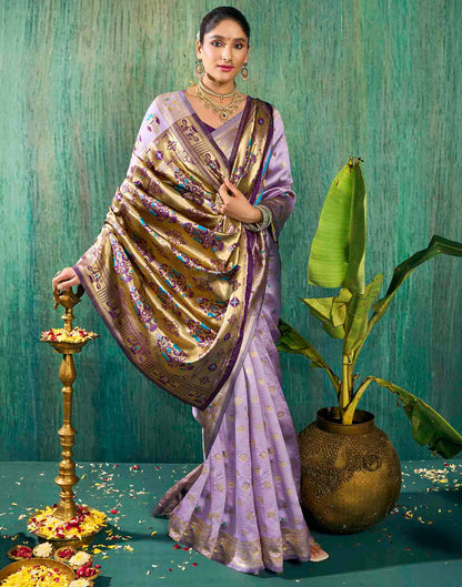 Light Purple Silk Woven Paithani Saree