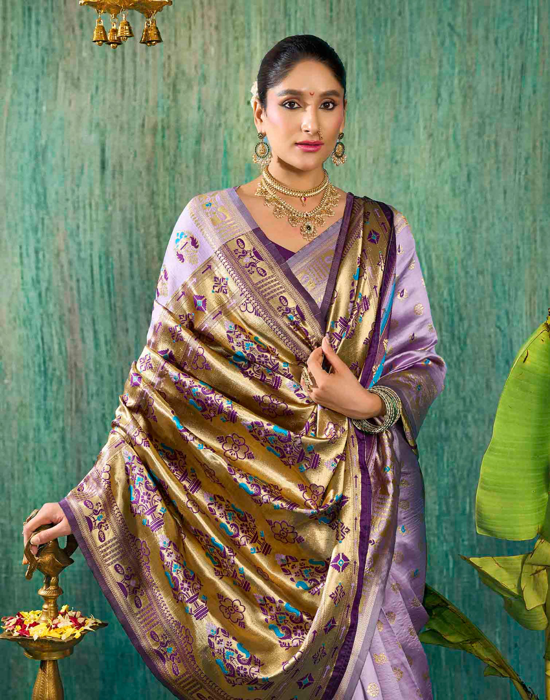 Light Purple Silk Woven Paithani Saree