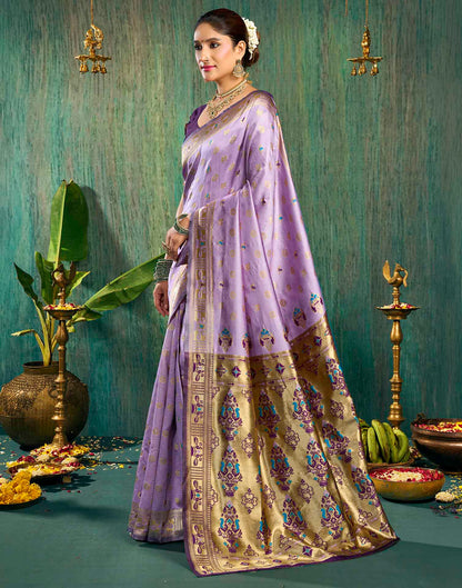 Light Purple Silk Woven Paithani Saree
