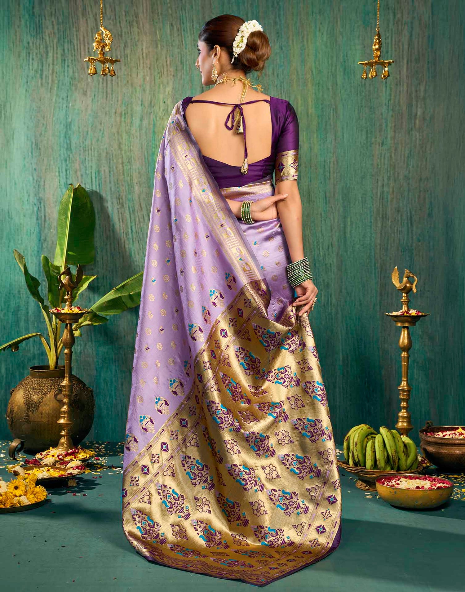 Light Purple Silk Woven Paithani Saree