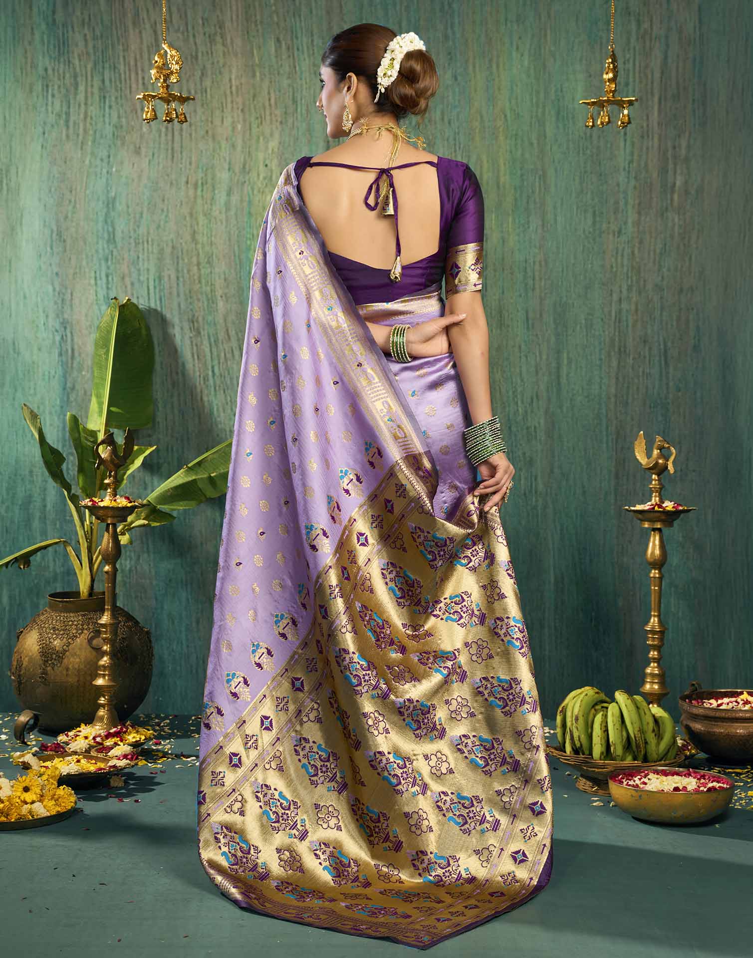Light Purple Silk Woven Paithani Saree