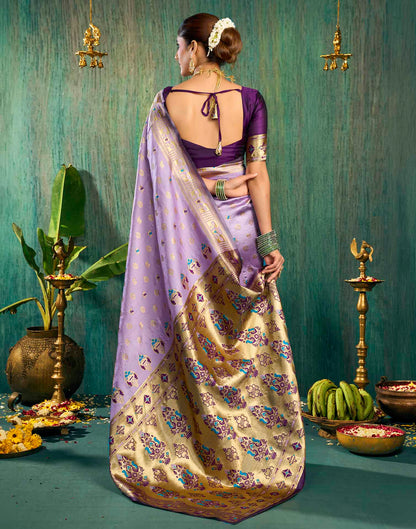 Light Purple Silk Woven Paithani Saree