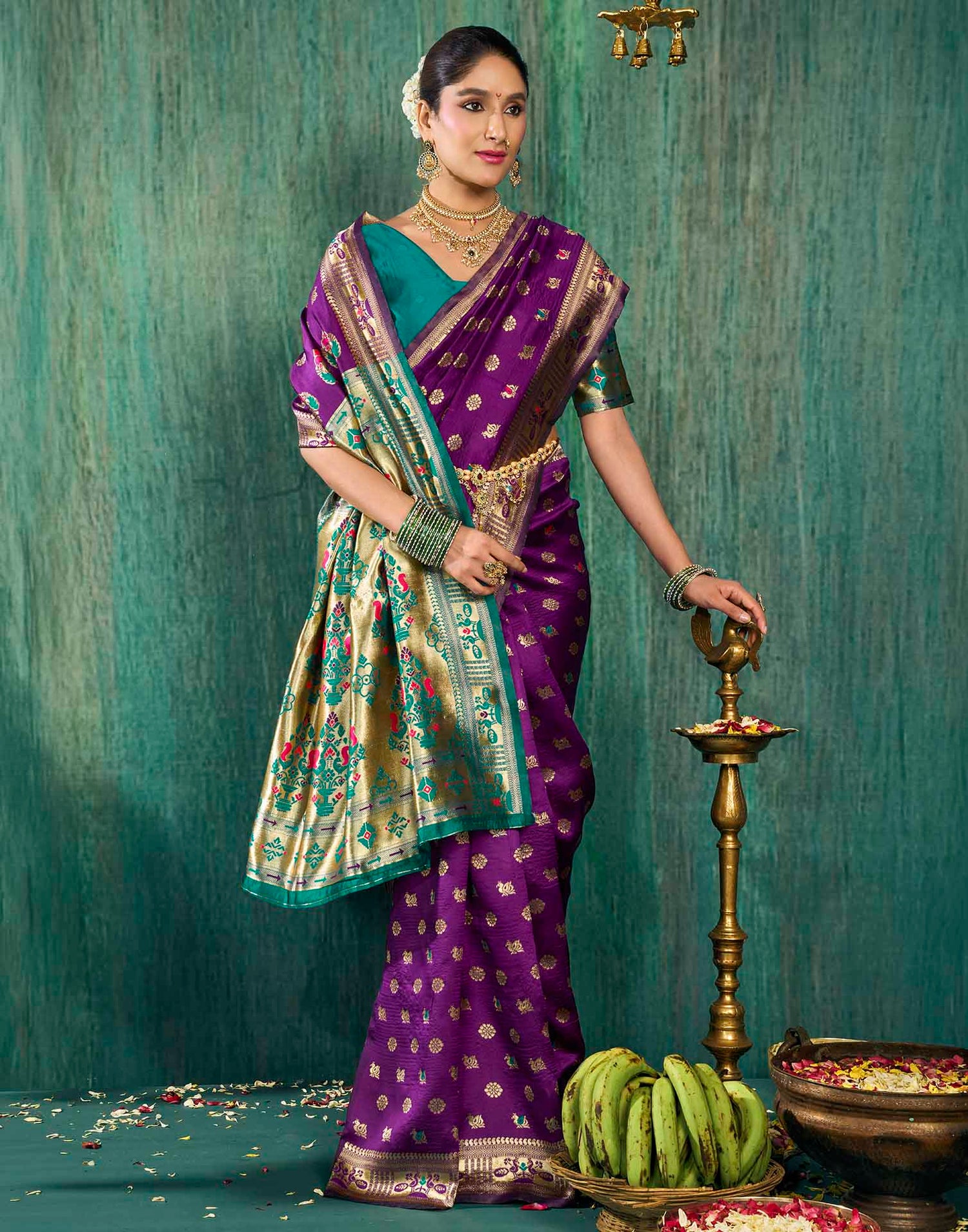 Purple Silk Woven Paithani Saree