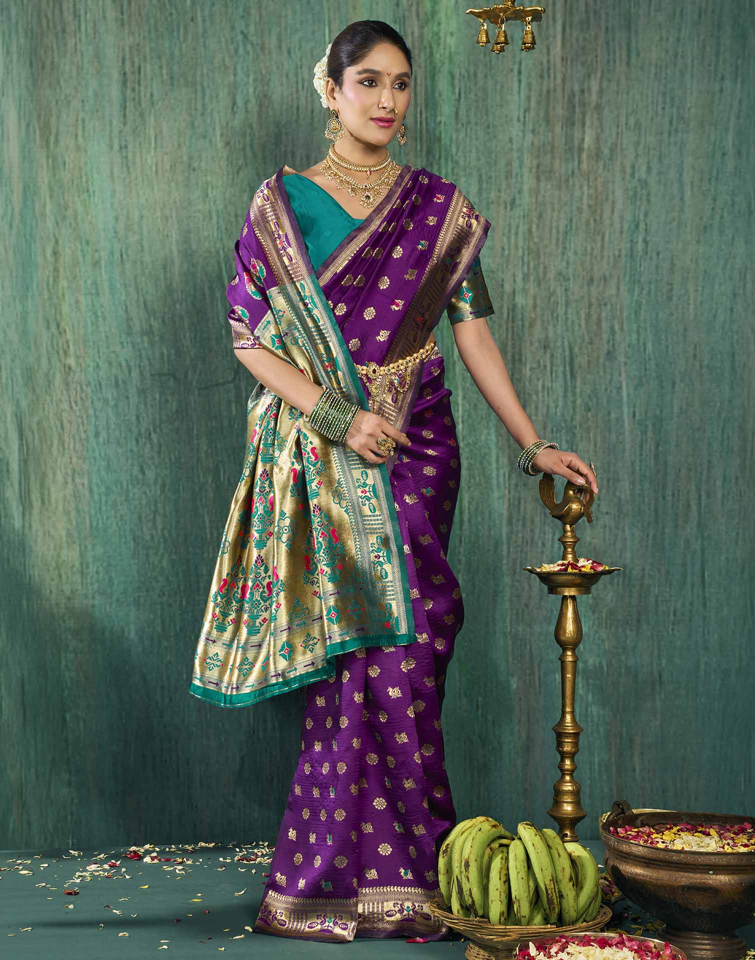 Purple Silk Woven Paithani Saree