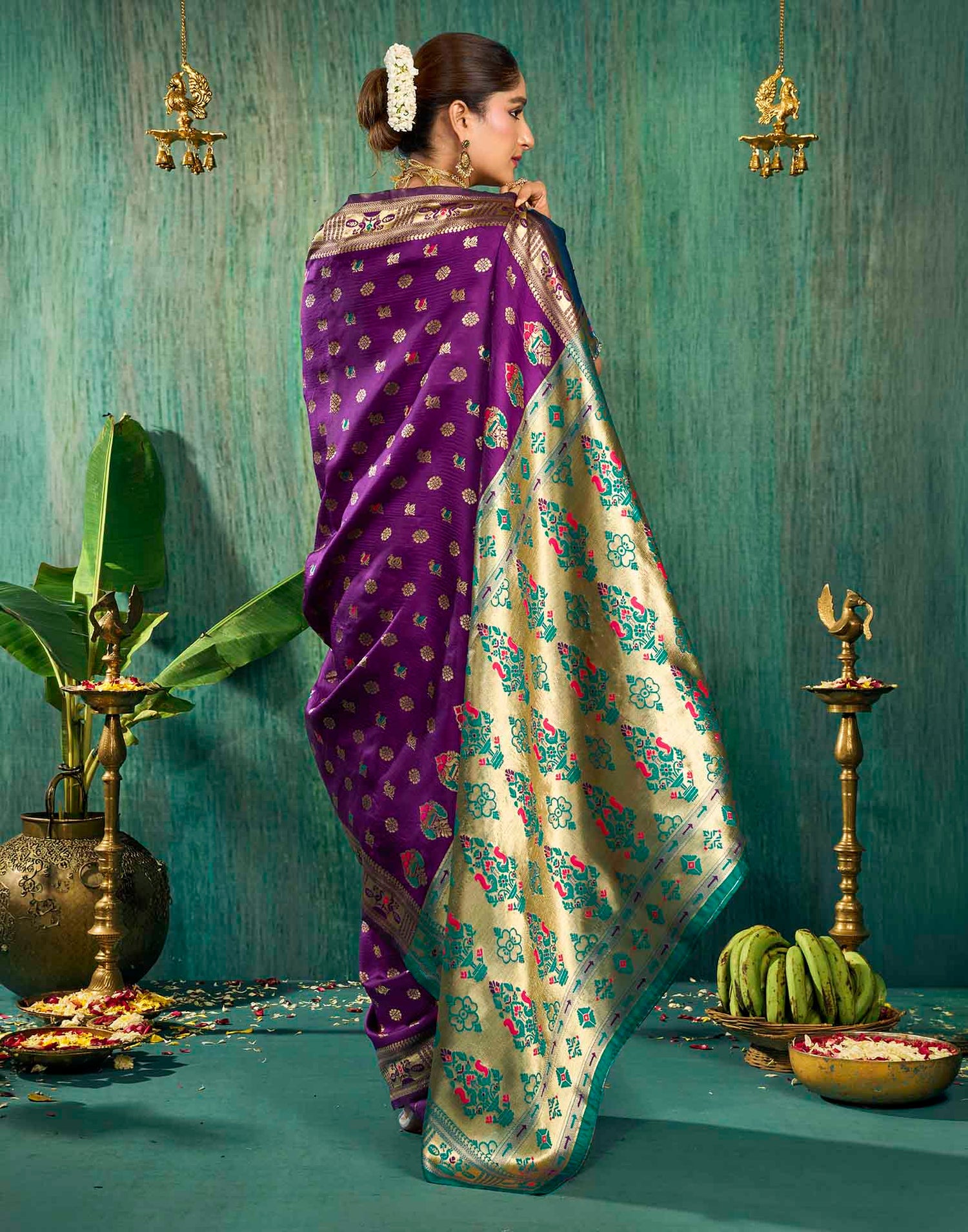 Purple Silk Woven Paithani Saree