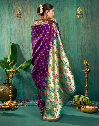 Purple Silk Woven Paithani Saree