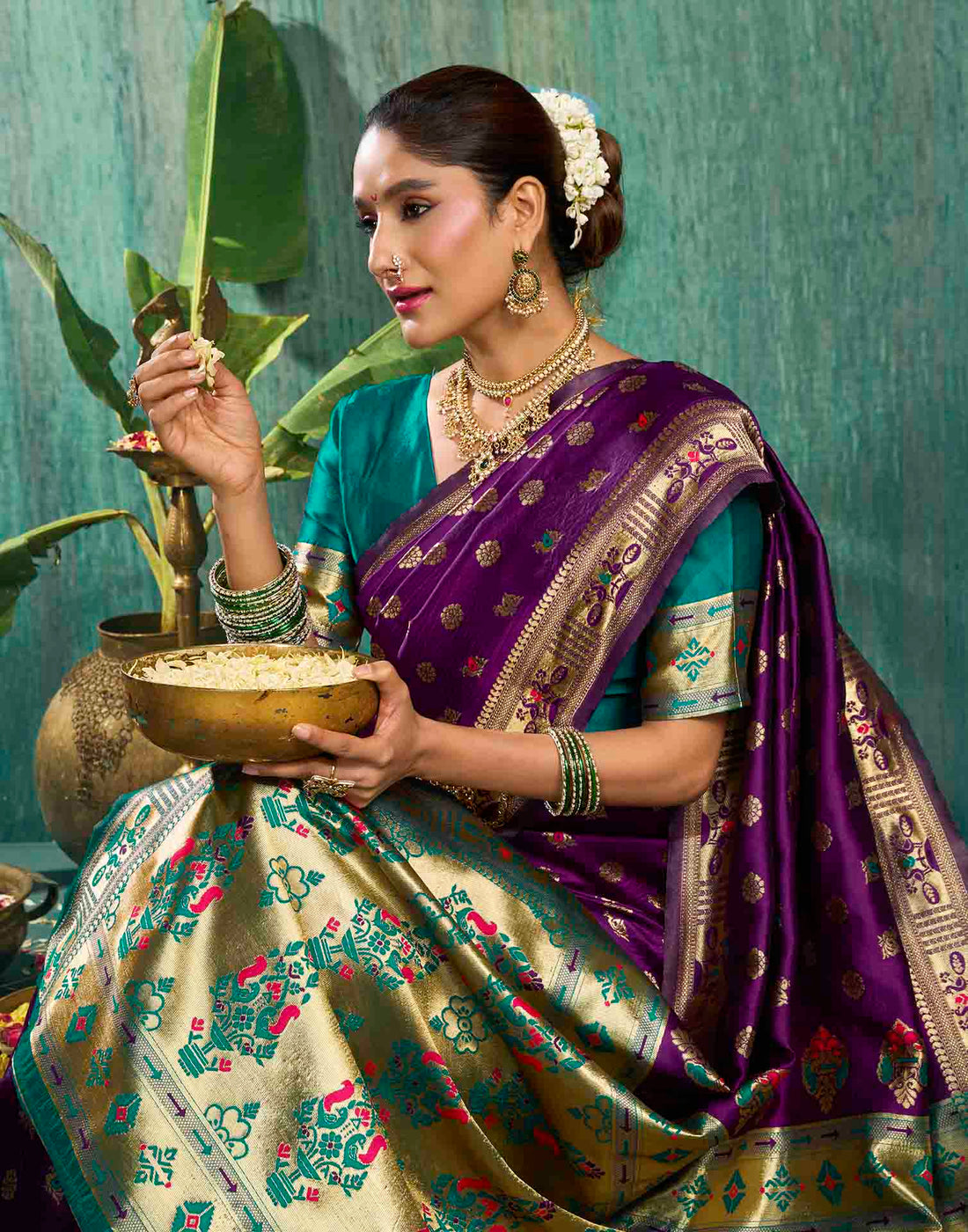Purple Silk Woven Paithani Saree