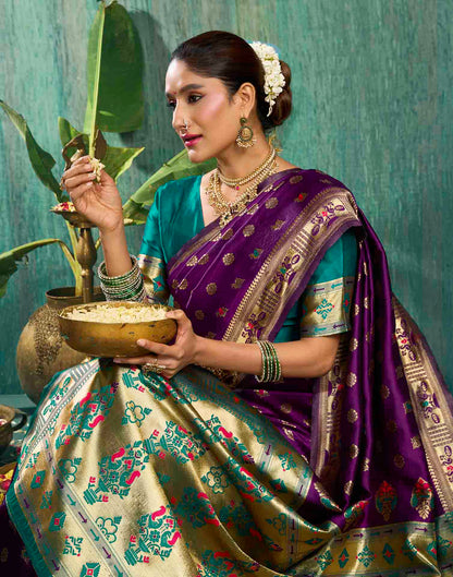 Purple Silk Woven Paithani Saree