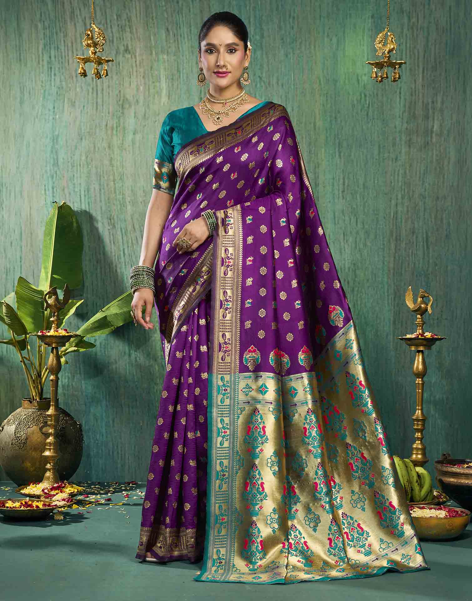 Purple Silk Woven Paithani Saree