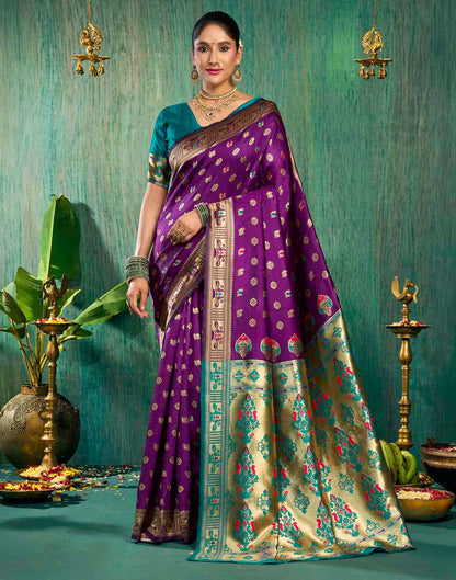 Purple Silk Woven Paithani Saree