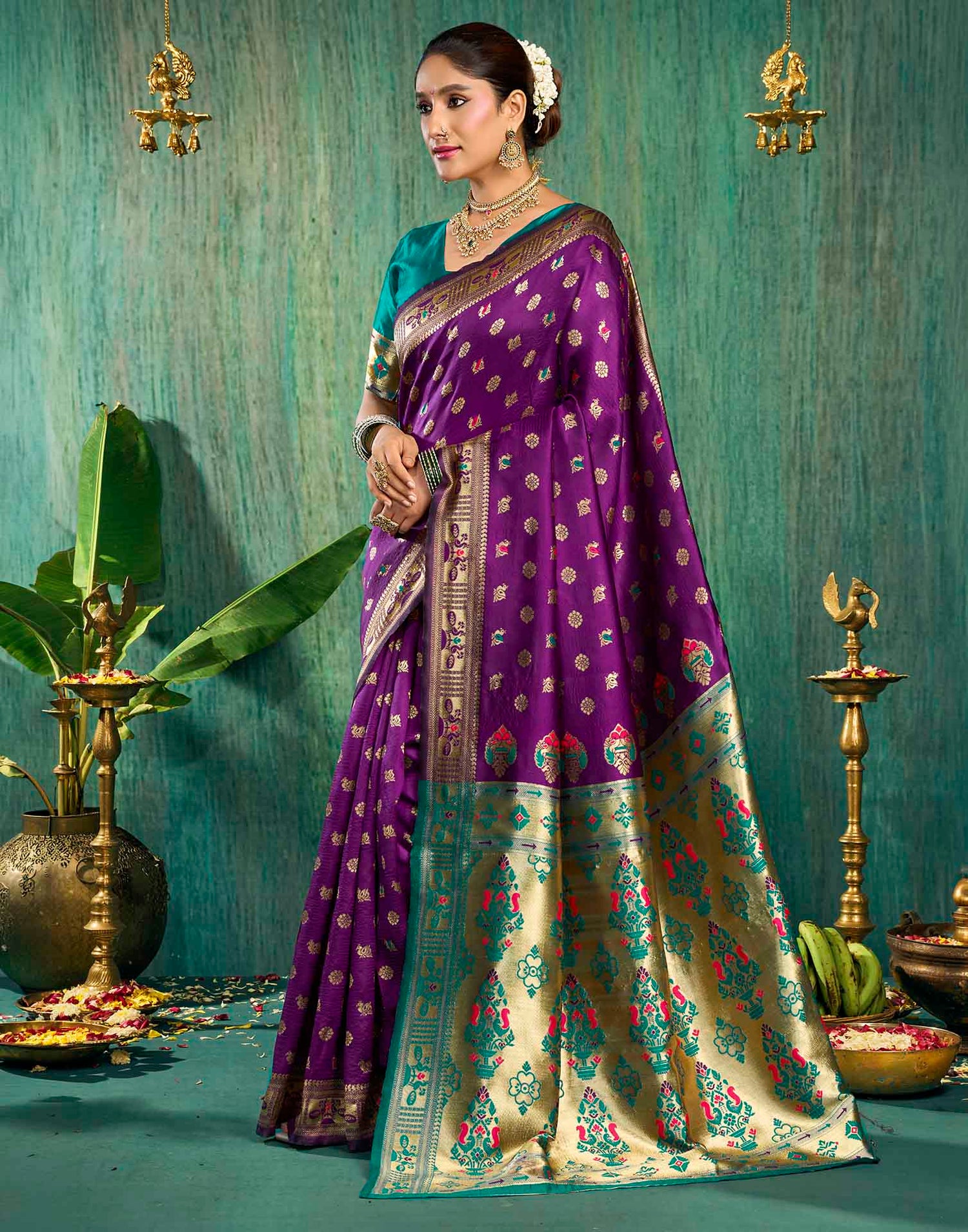 Purple Silk Woven Paithani Saree
