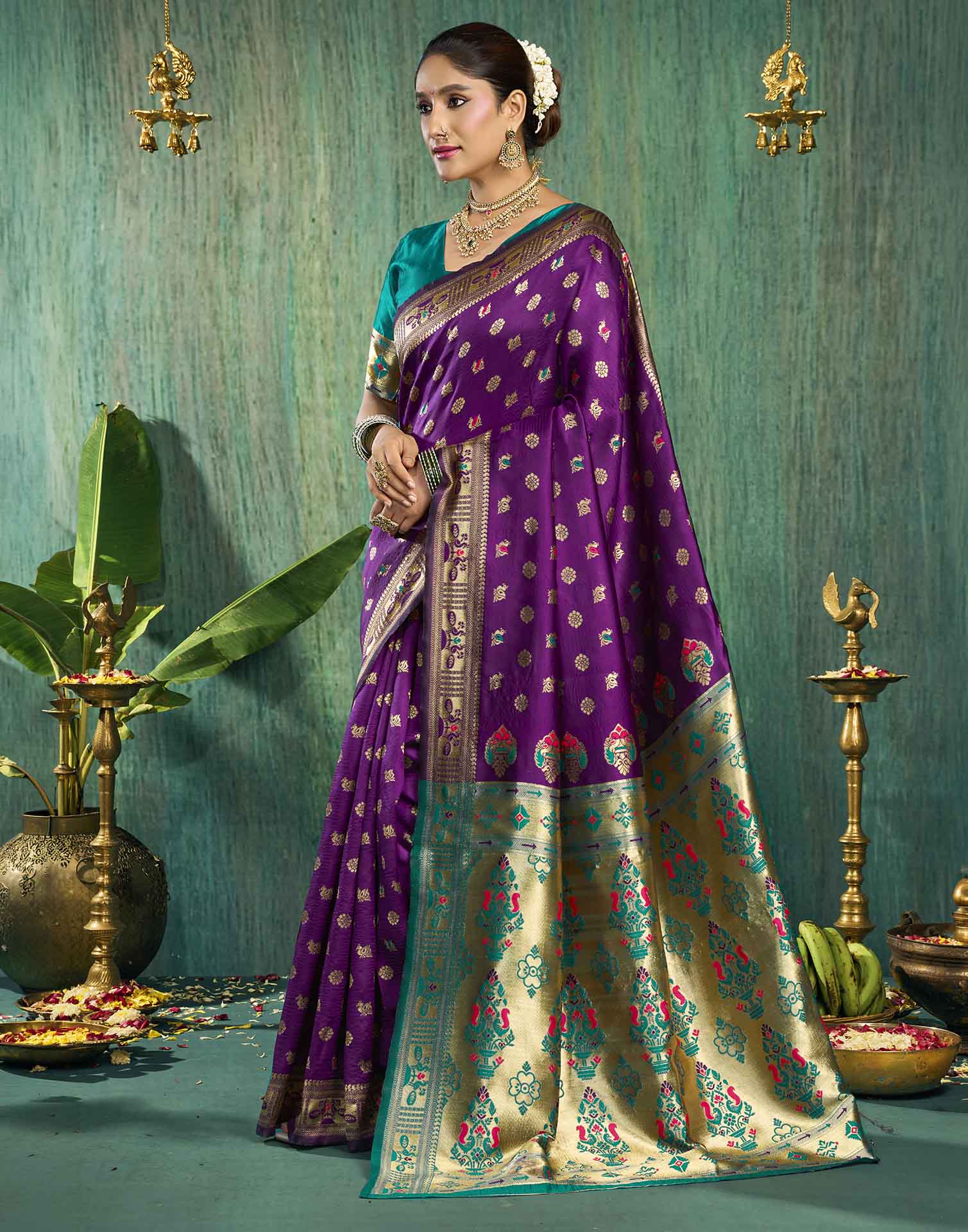 Purple Silk Woven Paithani Saree