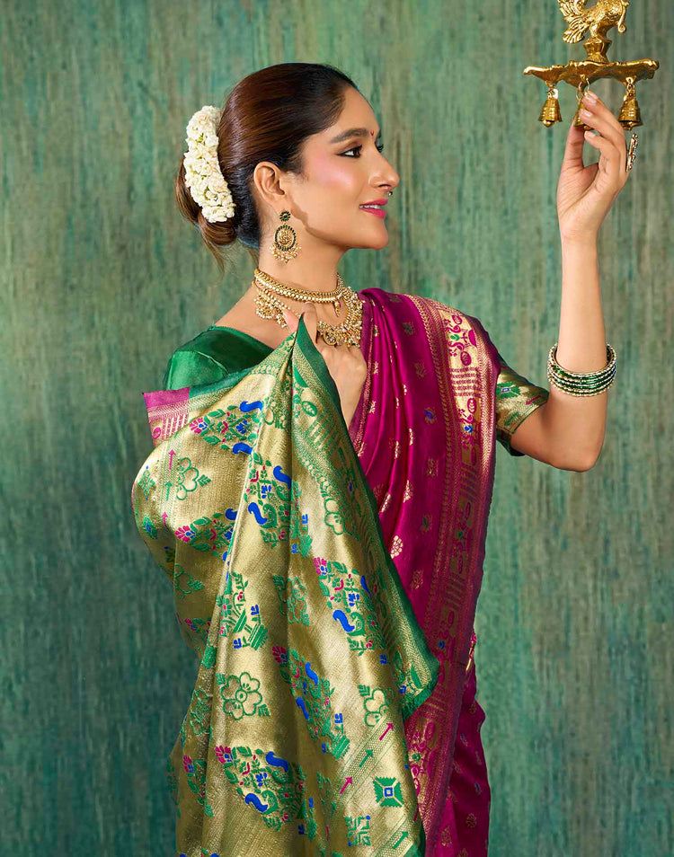 Pink Silk Woven Paithani Saree