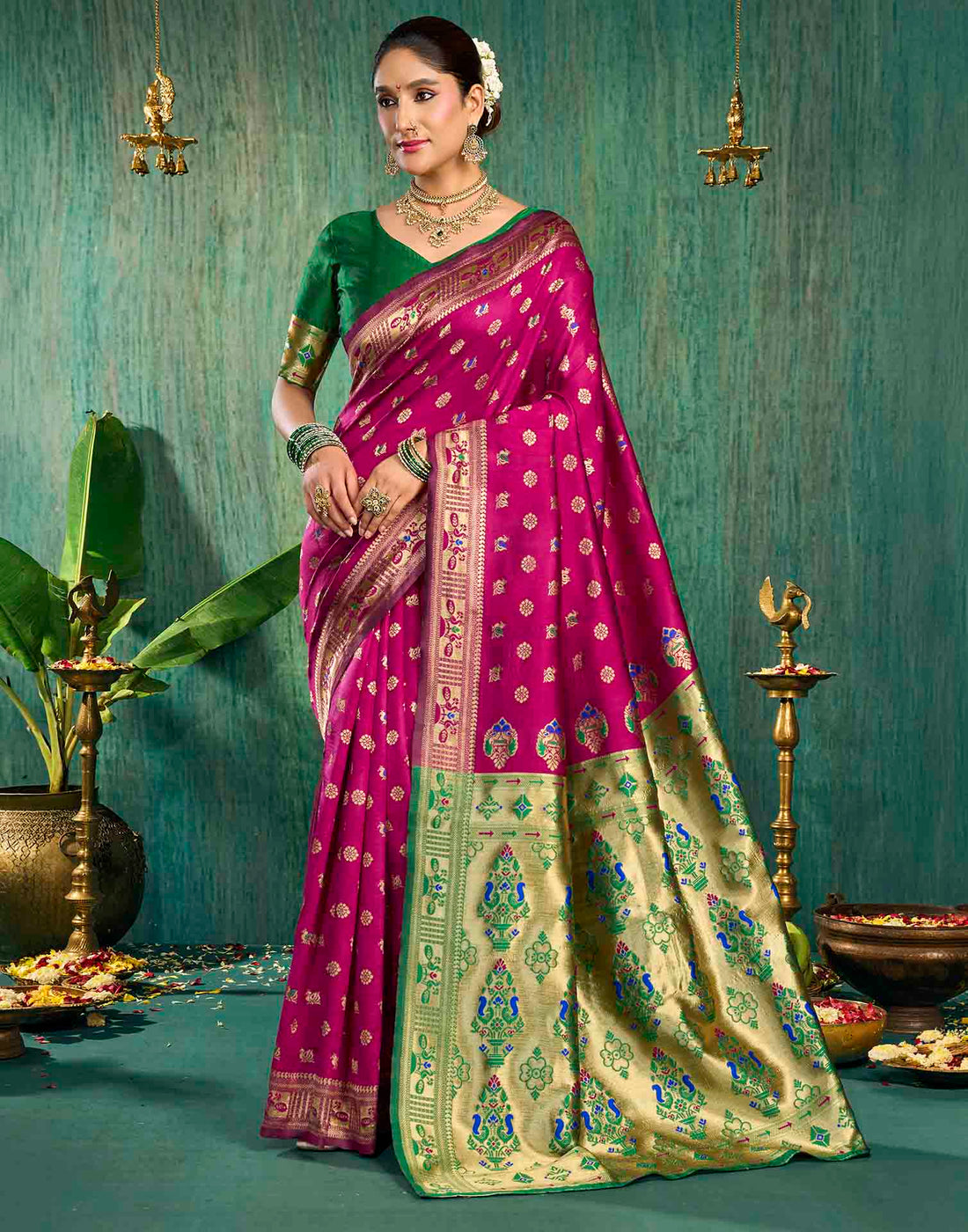 Pink Silk Woven Paithani Saree