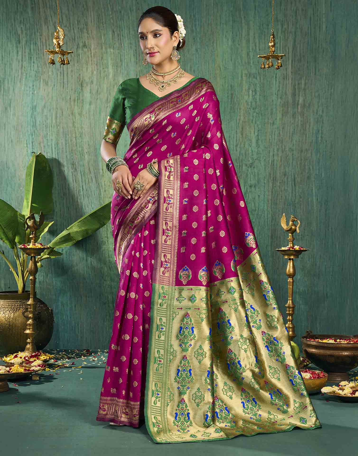 Pink Silk Woven Paithani Saree