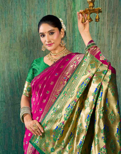 Pink Silk Woven Paithani Saree