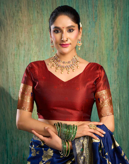 Blue Silk Woven Banarasi Saree