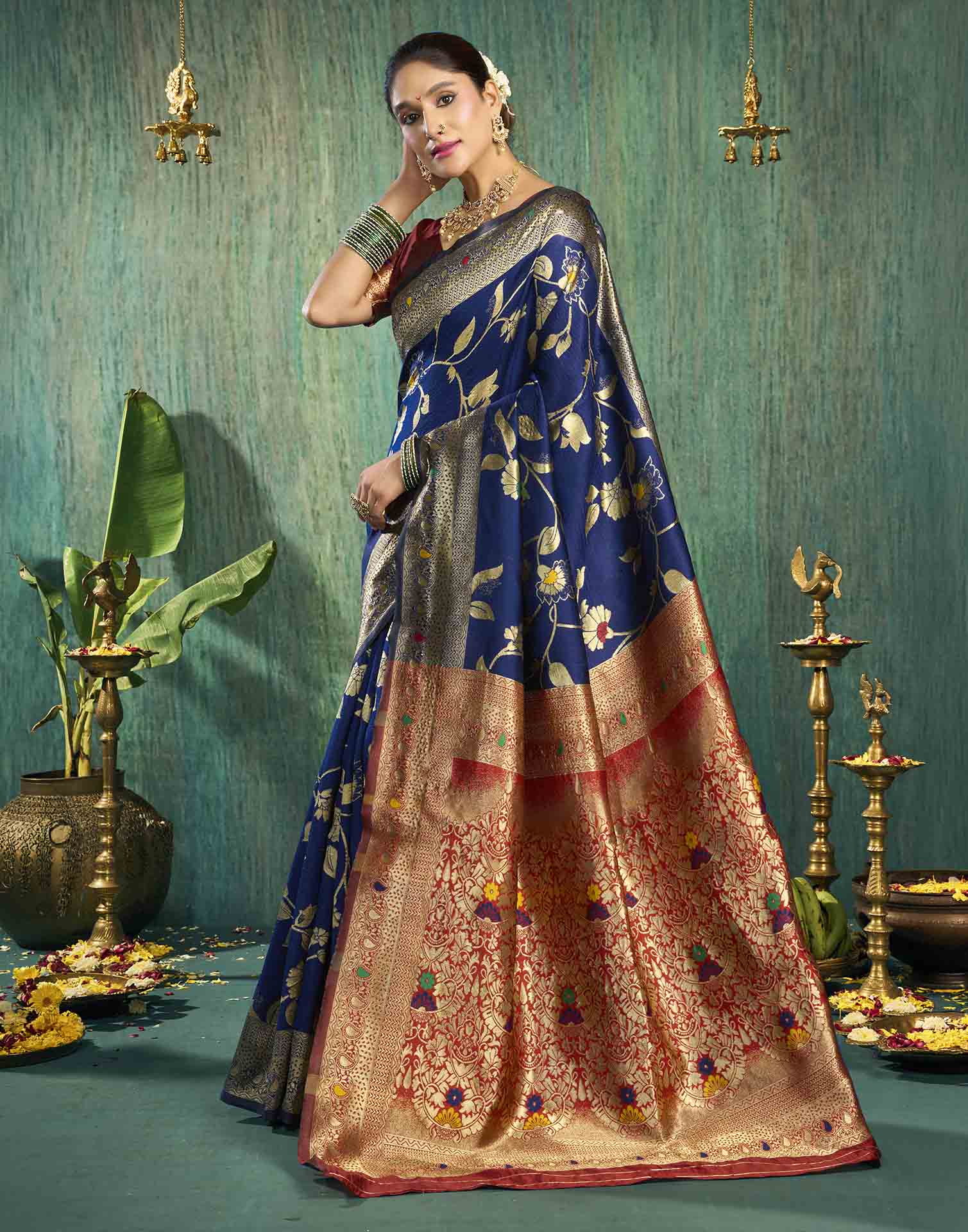Blue Silk Woven Banarasi Saree