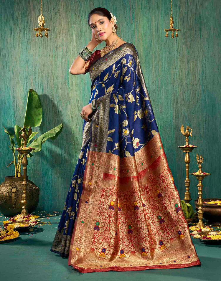 Blue Silk Woven Banarasi Saree