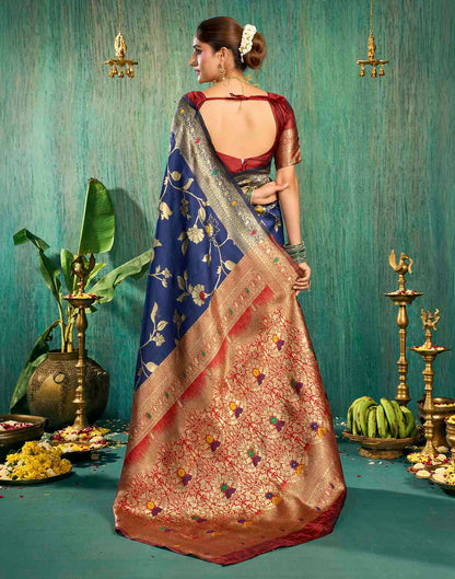 Blue Silk Woven Banarasi Saree