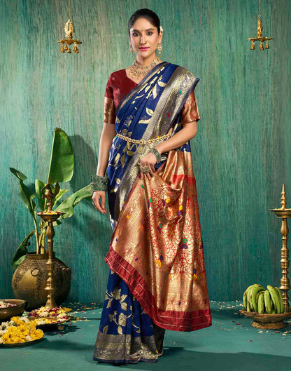 Blue Silk Woven Banarasi Saree