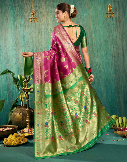 Pink Silk Woven Banarasi Saree