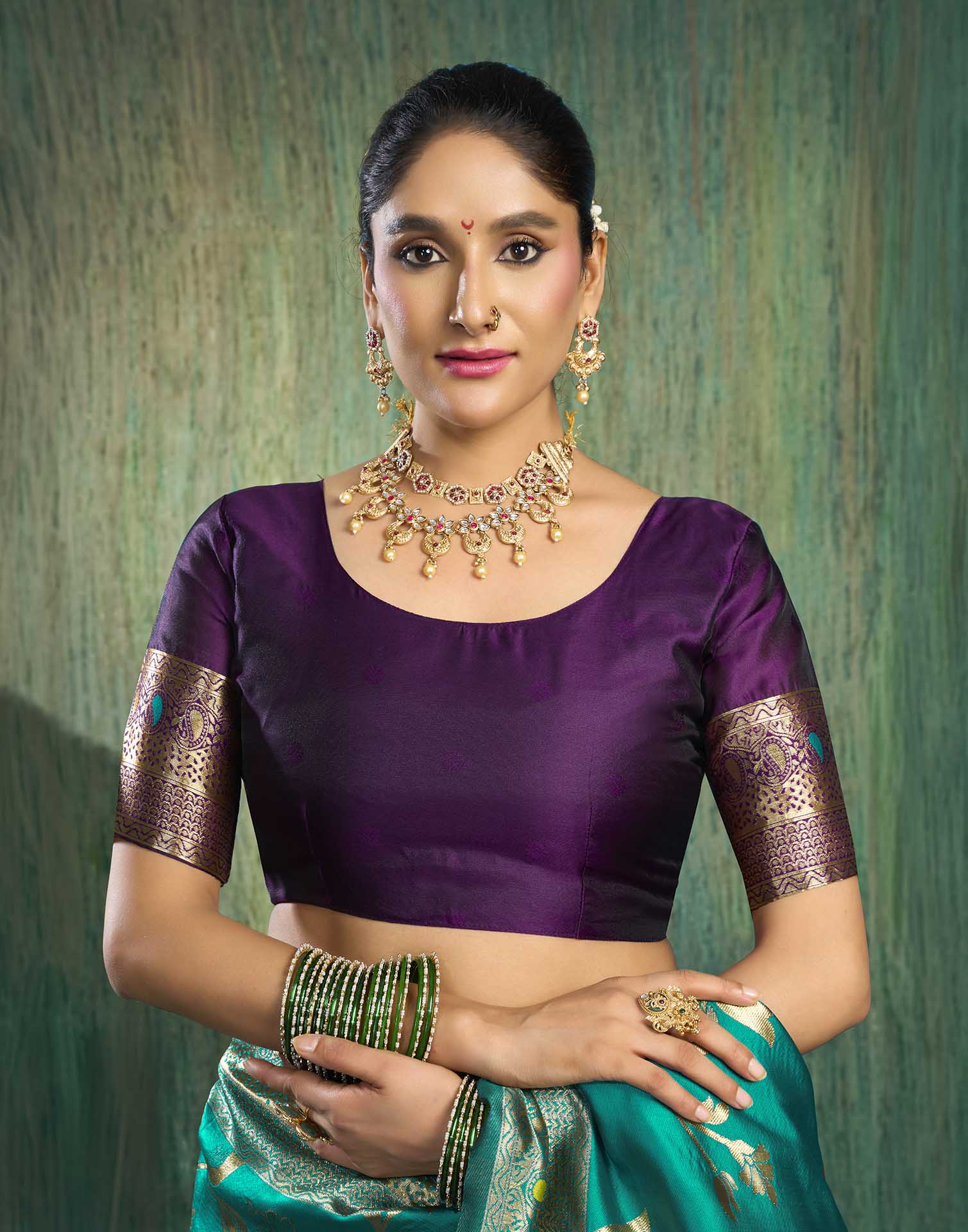Rama Blue Silk Woven Banarasi Saree
