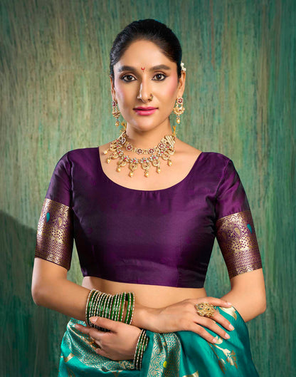 Rama Blue Silk Woven Banarasi Saree