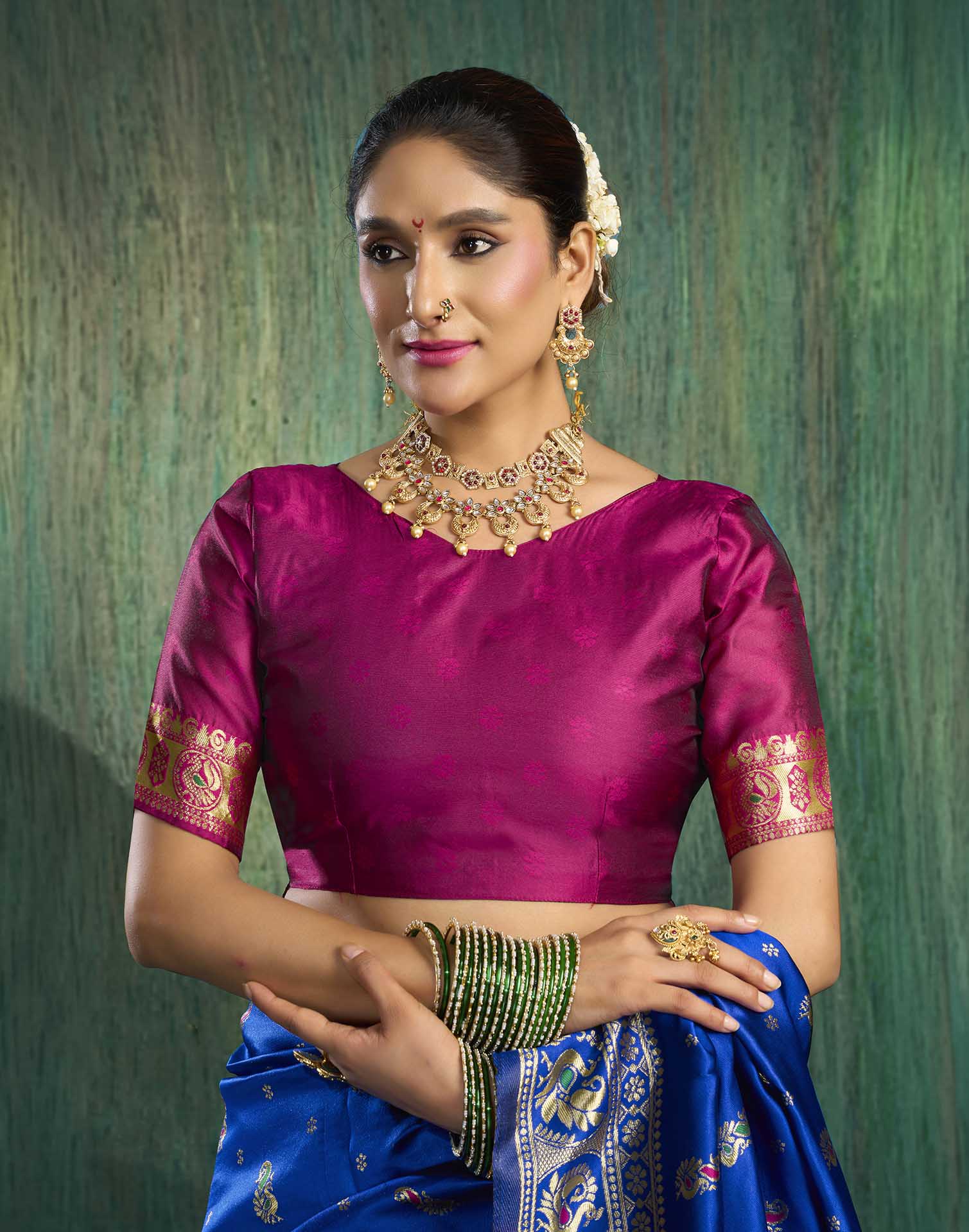 Royal Blue Silk Woven Paithani Saree