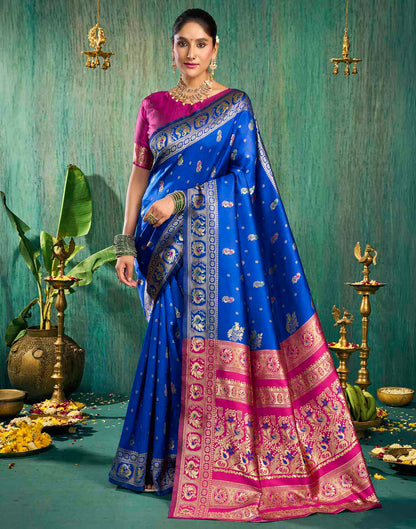 Royal Blue Silk Woven Paithani Saree