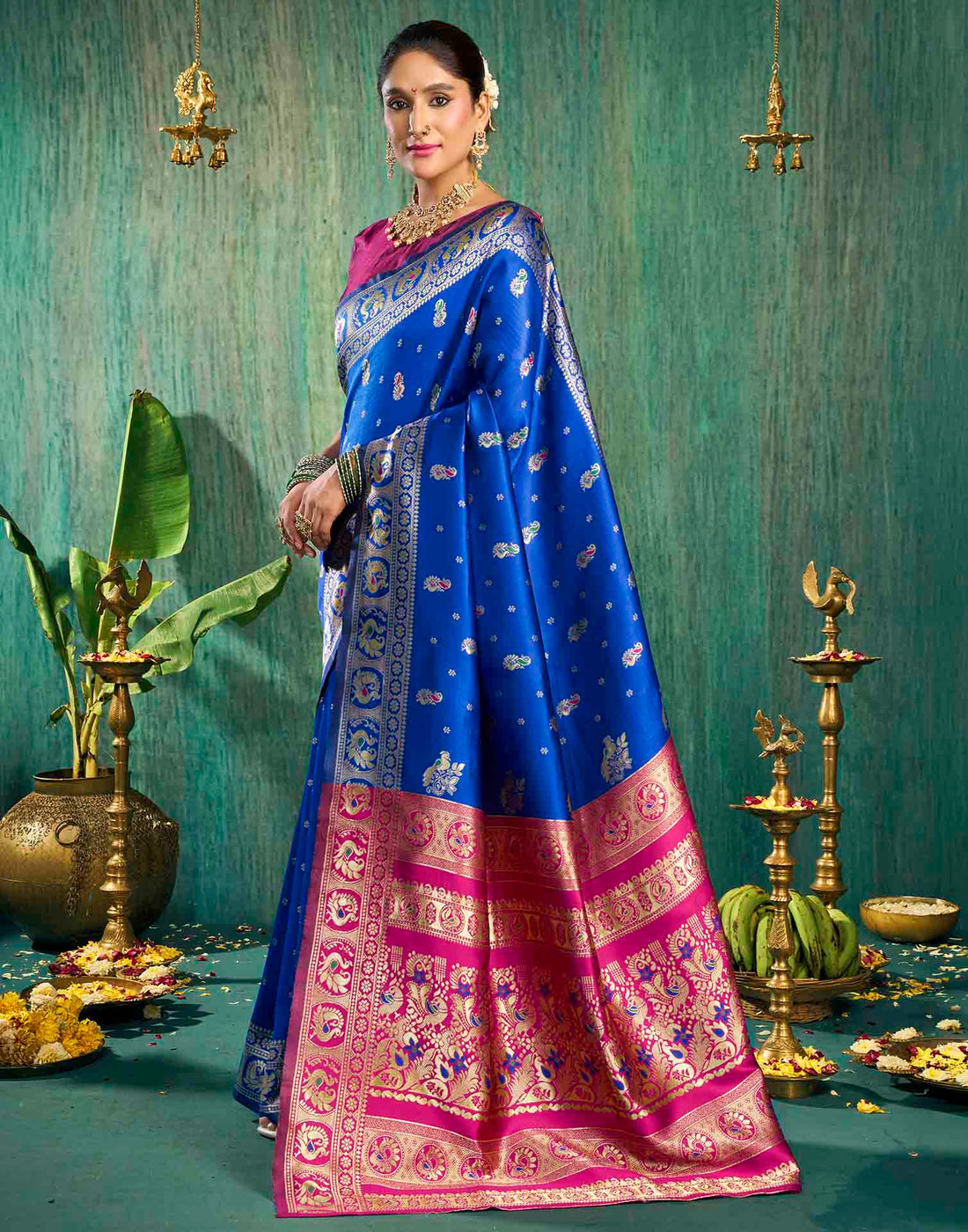 Royal Blue Silk Woven Paithani Saree