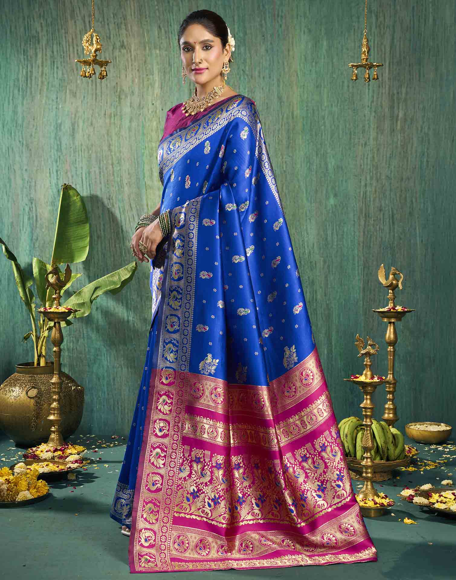Royal Blue Silk Woven Paithani Saree
