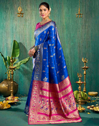 Royal Blue Silk Woven Paithani Saree