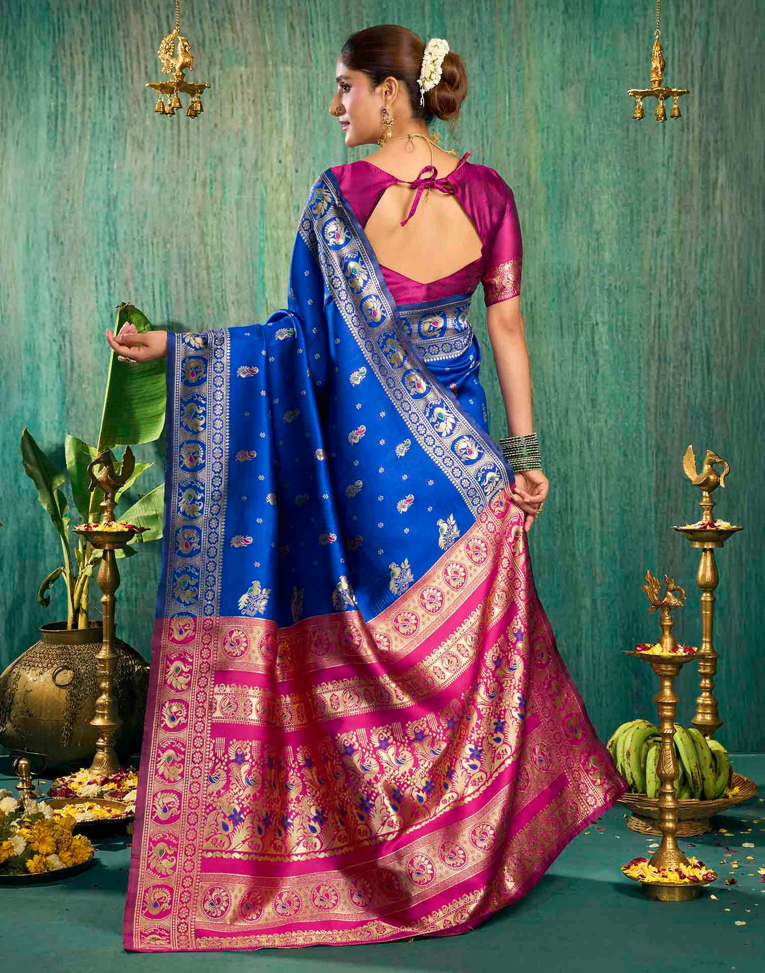 Royal Blue Silk Woven Paithani Saree