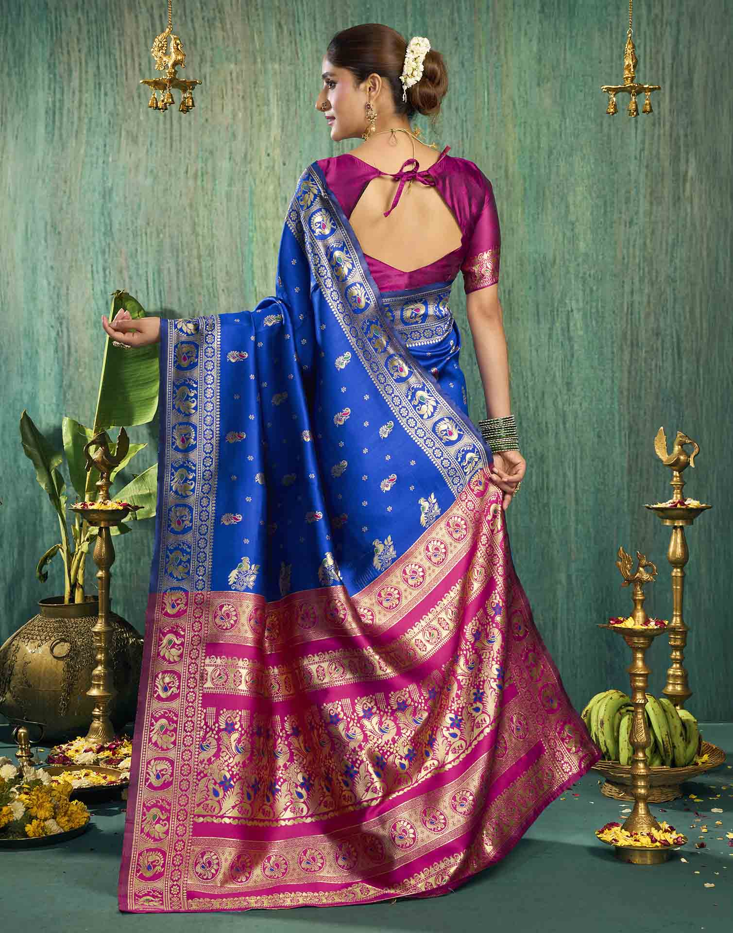 Royal Blue Silk Woven Paithani Saree