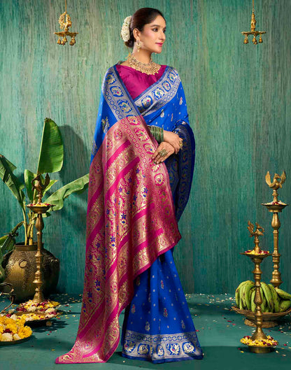Royal Blue Silk Woven Paithani Saree