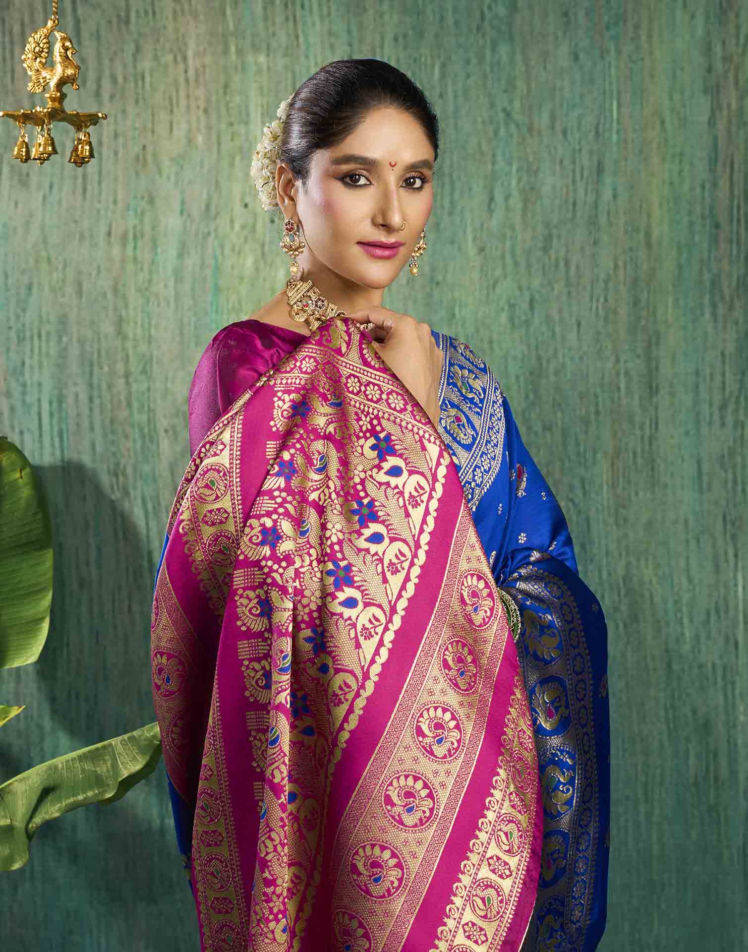 Royal Blue Silk Woven Paithani Saree